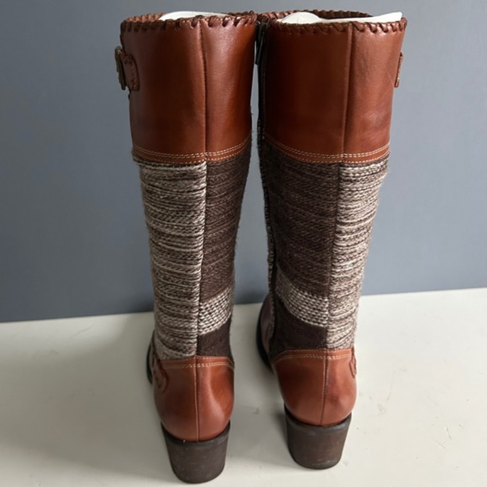 Anthropologie Fortress of Inca Boots Size 8 Western Leather Woven Patchwork Peru - Picture 8 of 12